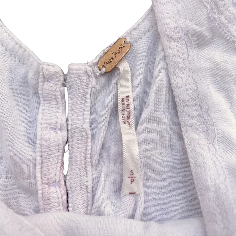 Free People Small Petite Button Up Pink White Floral Lace Crop Top Shirt Boho - Picture 7 of 9